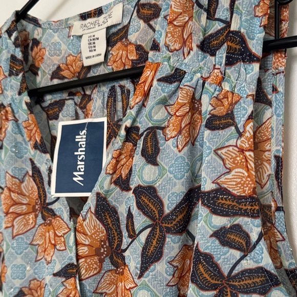 Rachel Zoe Sleeveless Floral Blouse - Blue and Orange - Picture 3 of 8